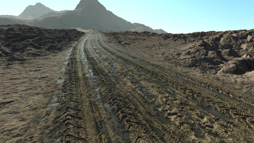 Mud tire tracks